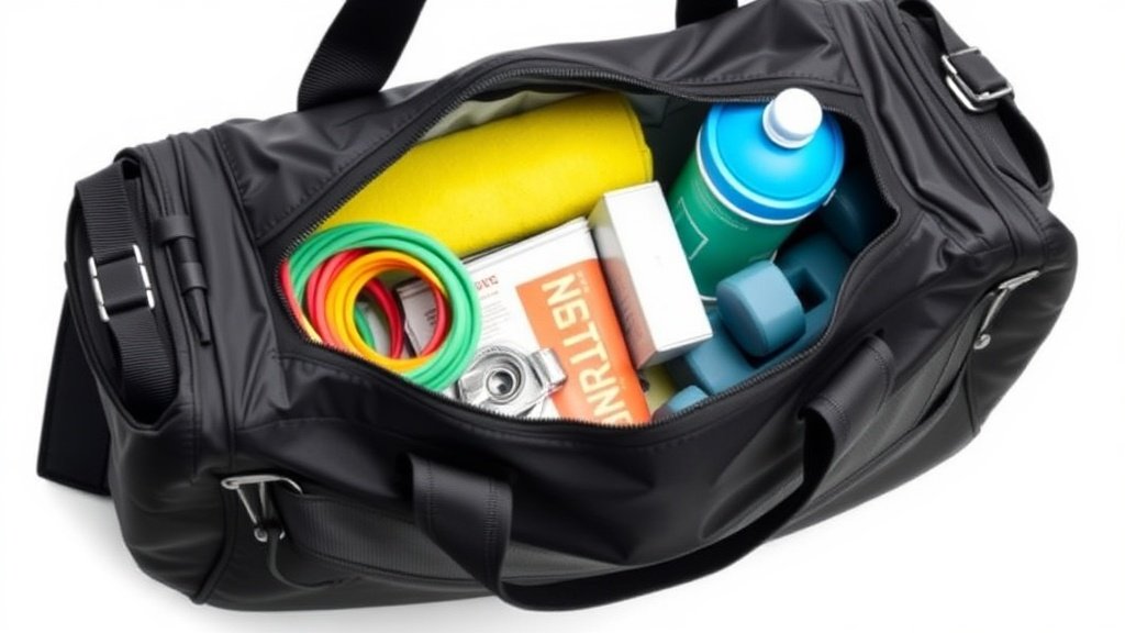 Gym bag with fitness essentials