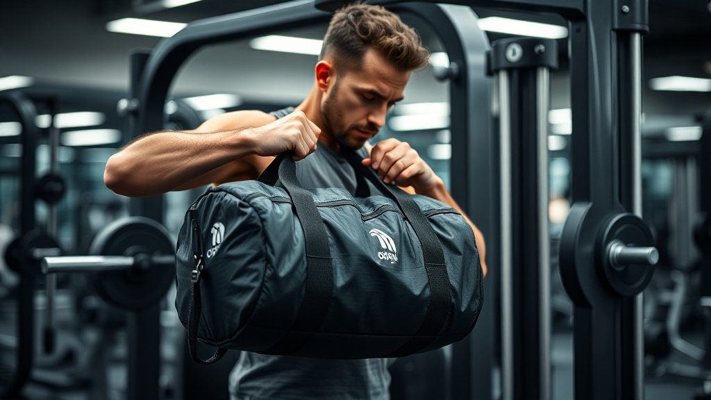 Man using magnetic gym bag during workout