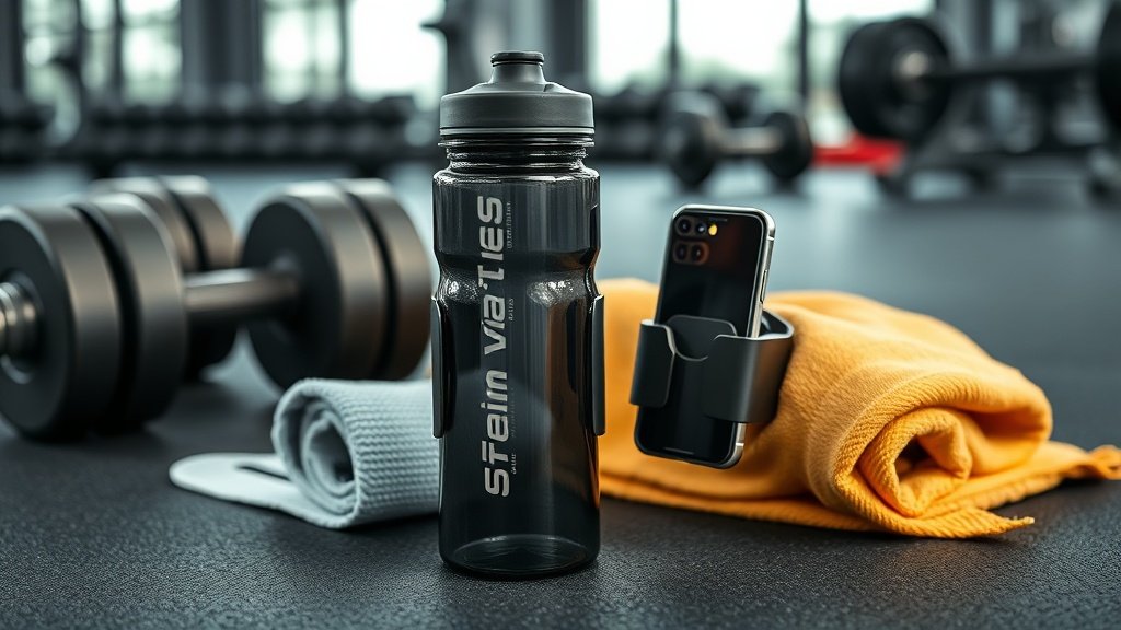 Premium fitness water bottle with phone holder
