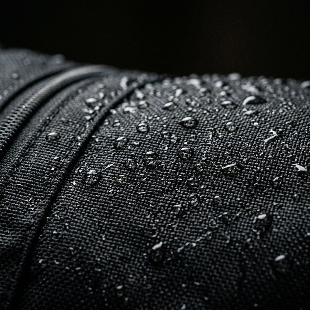 bolsa de gimnasio tela de nylon textura resistente al agua primer plano